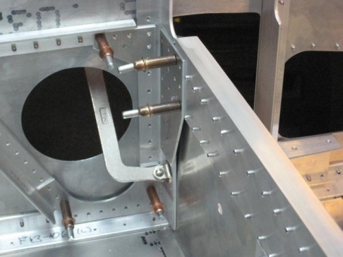 Close-up of clamp through side of fuselage
