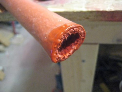 After dipping the ends of the fire sleeve.