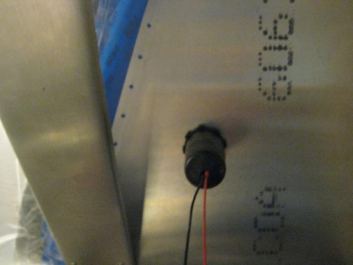 Outlet seen from under the glare shield.