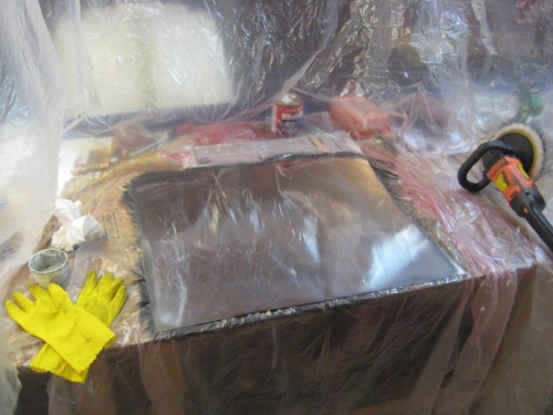 Polishing the .025 sheet.