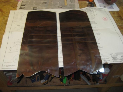 After cutting, the shiny side now facing up.