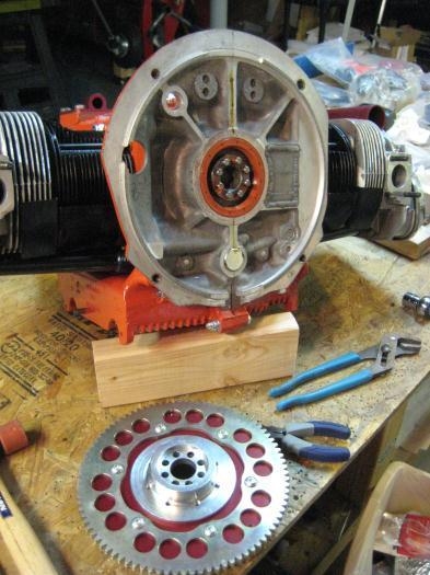 Removed the accessory back plate and flywheel.