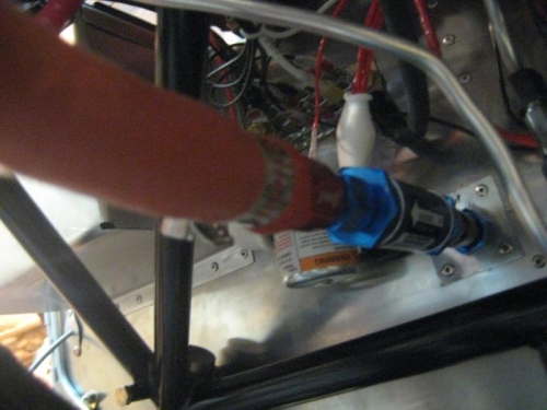 Fuel line connected to fuel strainer.