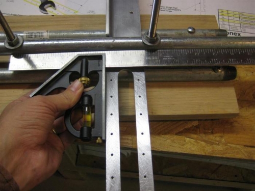 Checking to make sure it's square to the bending jig.