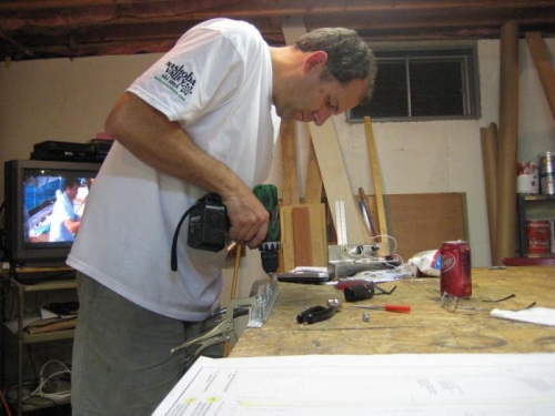 Me, drilling the assembly.