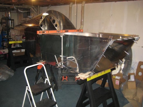 Fuselage moved to saw horses