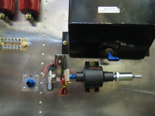 Upper left = coils. Left = ground bus. Center = fuel. Right = smoke tank & pump.