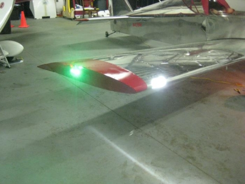 Right position, strobe and landing lights.