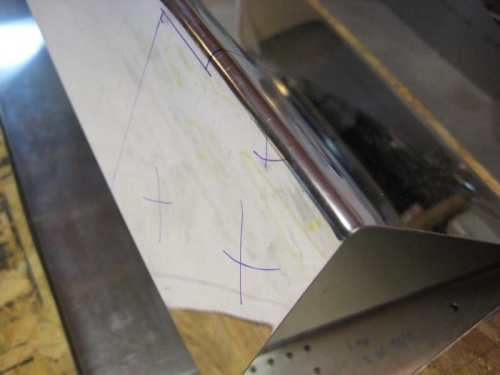 Marking up the flap for the cuts that will allow the flap to follow the fuselage angle.