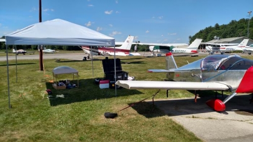 80 degrees, so shade is important when you don't have a hangar!