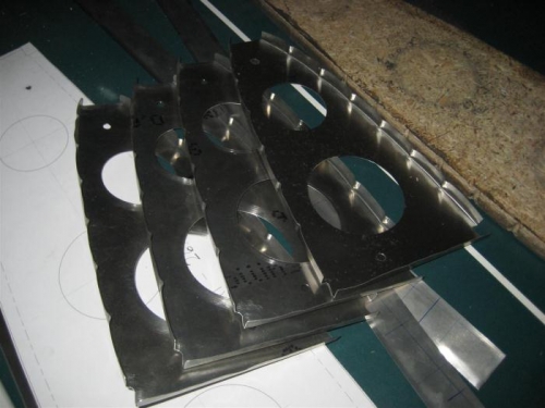 The last 4 nose ribs made, except for lightening hole flanges