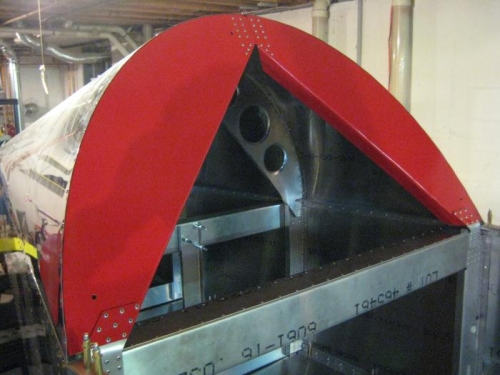 Forward bulkheads riveted in place (finishes sheet F19)