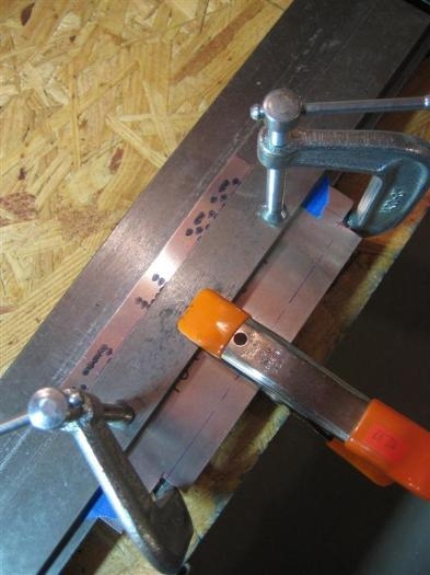 A part clamped in place.