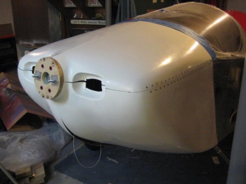 With all hinges in place! Now for some cutting and fiberglassing...