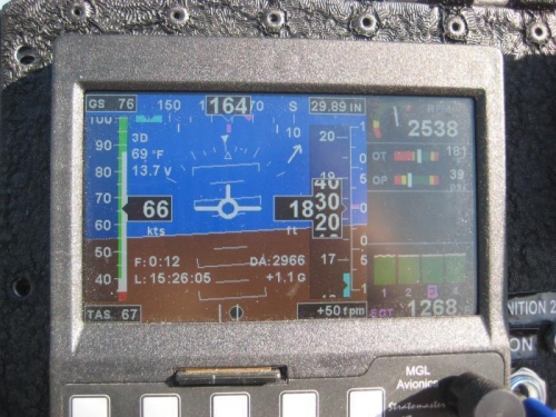 Screen in flight. Note low OP.