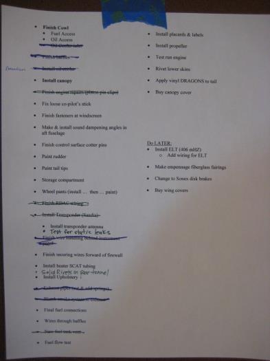 Punch list getting shorter!