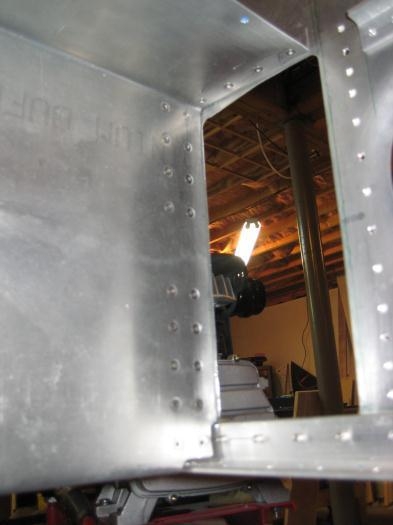 From inside the spar tunnel, showing the flush rivets.