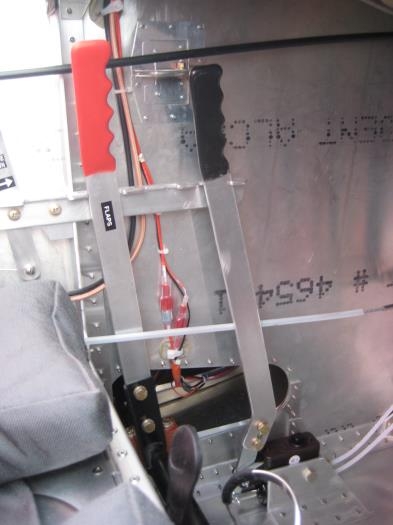 Brake handle in parking brake mode.