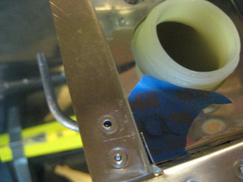 Overflow line (left) JB Welded to the overflow pan.