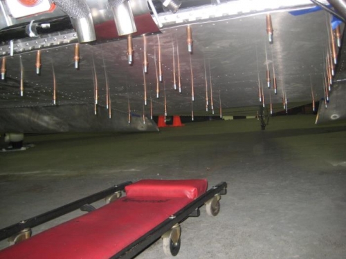 Clecos holding the forward lower skin.