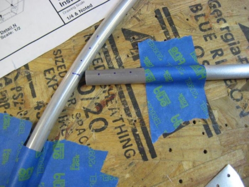 Bow and cross brace with gussett hole locations indicated.