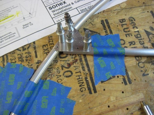 And with a gusset in place with pilot holes.