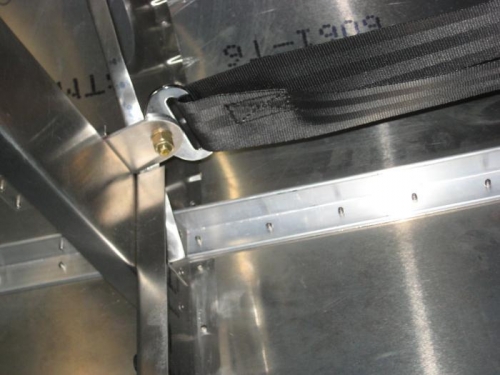 Rear seatbelt attachment, from underneath