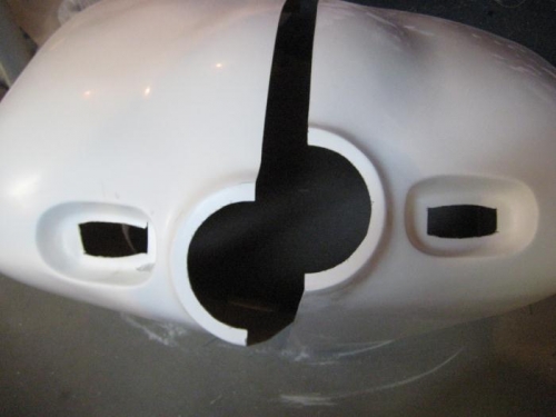 After cutting out the prop hub area, and some handholds at the air inlets.