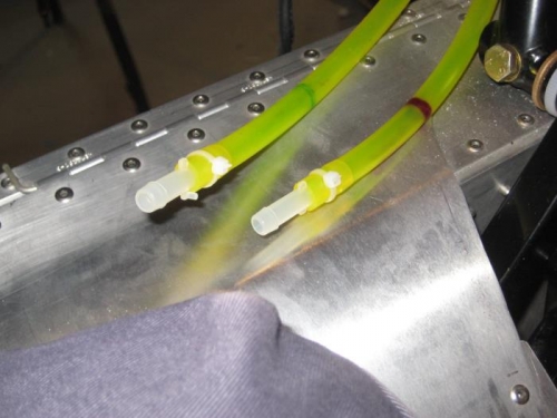 Connectors in pitot and static lines. Zip ties keep the seal tight.