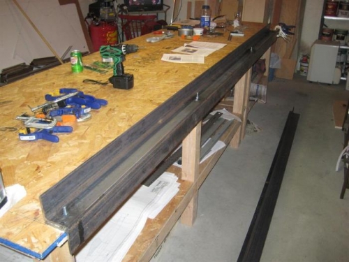 Here are the first 2 angles bolted. Next come the hinges.