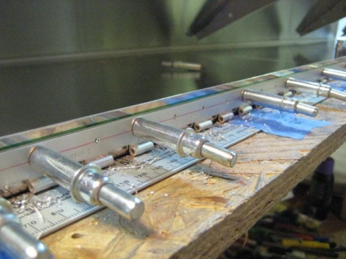 Hinge pilot drilled in place (meter stick for hinge offset)