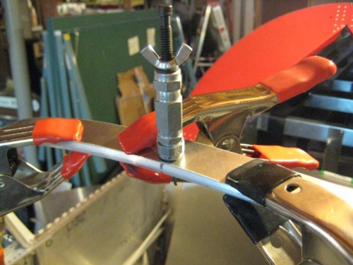 First hole drilled, and cleco'd in place.