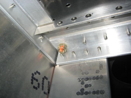 Forward bolt from inside. Note rivet that barely allows nut (couldn't fit washer)