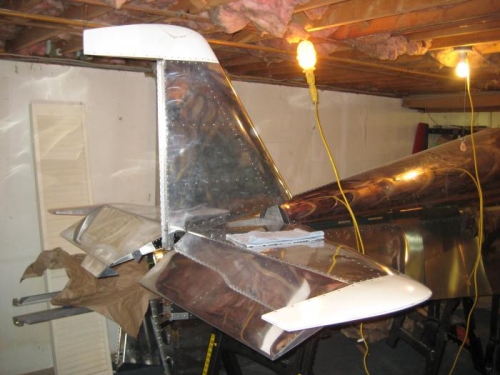 Tail, less rudder, cleco'd in place