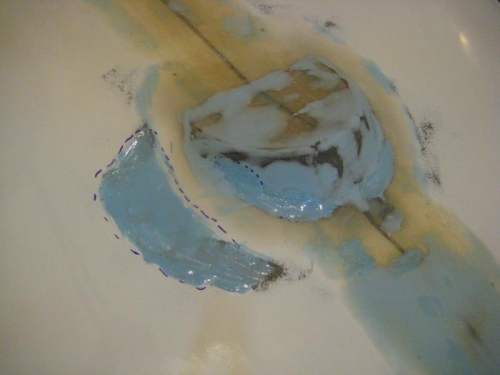 Sanded, and more filler added to low spots.