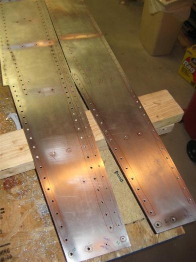 Holes up-drilled, then marked for countersinking & dimpling (flush fasteners)