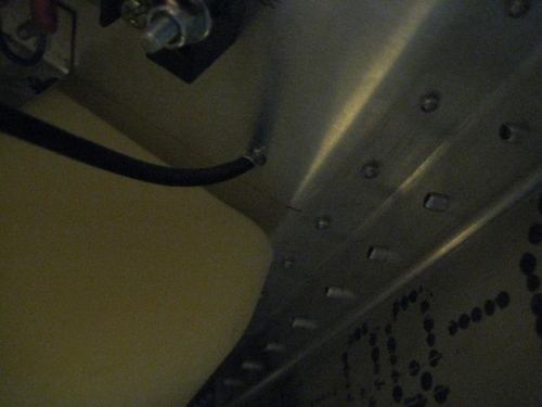 Probe wires seen from under the glare shield.