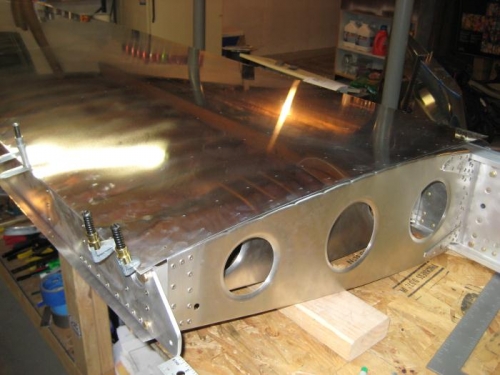 Skin clamped to rear spar.