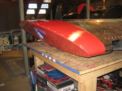 Top rivets installed to secure wing tip.