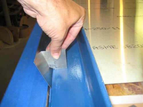 Using an angle guage made from scrap alum to get the angles right