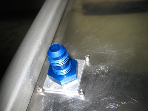 The bulkhead fitting as seen from the cockpit. Note the aluminum 
