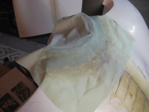 Peel ply over the nose glass.