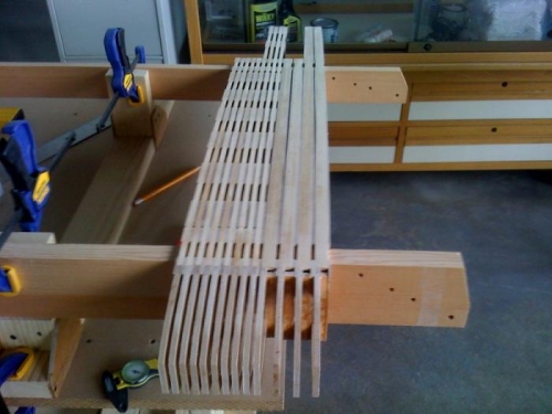 All ribs for this wing panel on spars