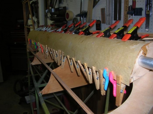 Leading edge Ply glued on Aileron of Left top Wing - waiting to cure