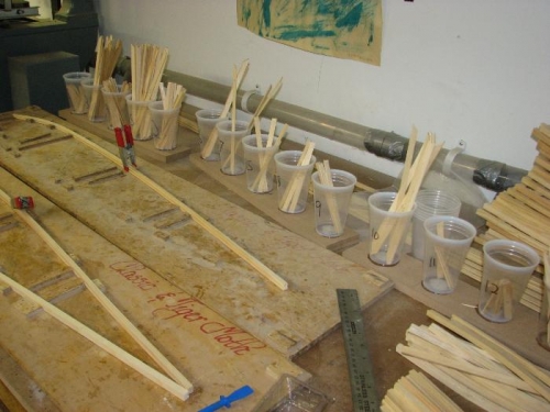 Cups used to keep precut cross members sorted