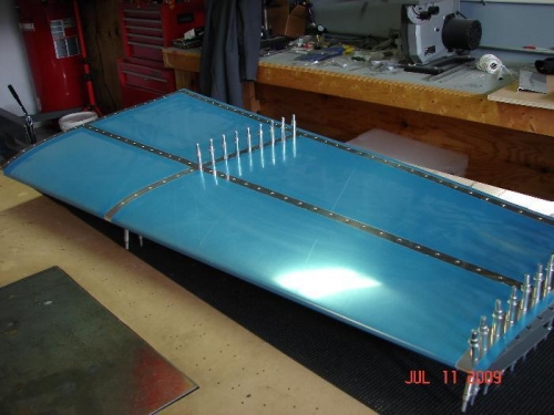 Full view of first rivets in skin