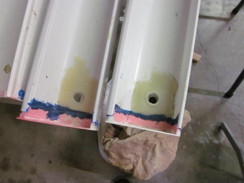 drain holes fibreglassed to hold drain cocks