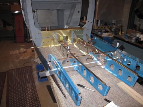 Seat rib subassembly clecoed together