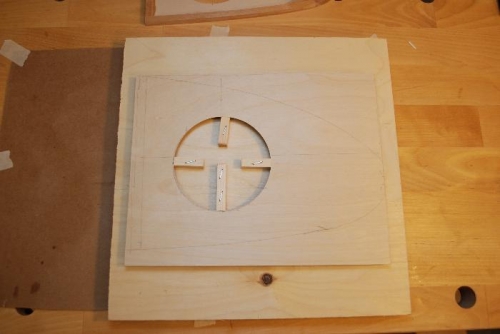 plywood held in place in the jig