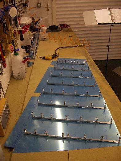 Stiffeners laid out on RH rudder skin
